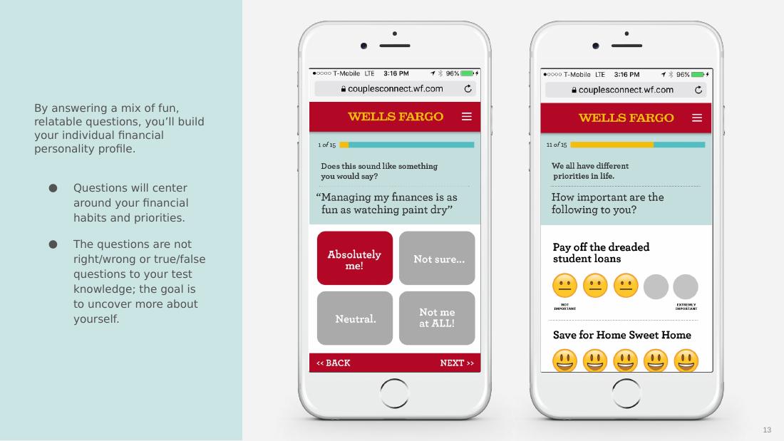 Quiz — fun, relatable questions about financial habits and priorities.